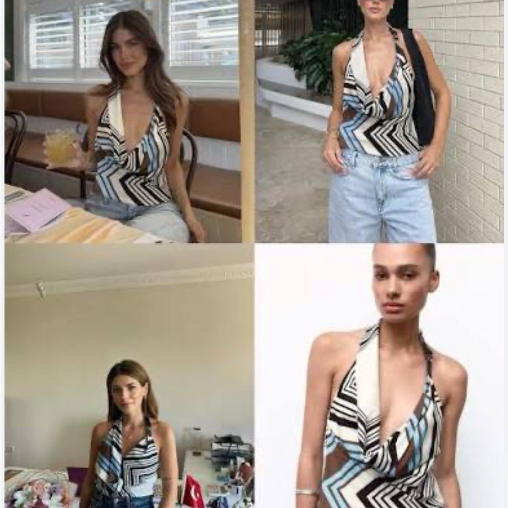 Zara striped halter-style